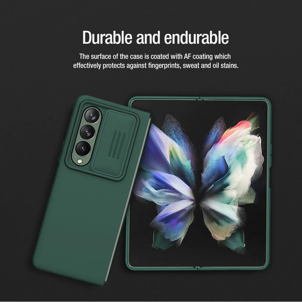 CamShield Silky Case For Samsung Galaxy Z Fold 4 Phone Case Camera Slider Liquid Silicone Shockproof Back Cover