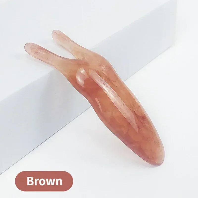 Resin Face Lifting Stone Guasha Scraping Facial Gouache Y-shaped Fork Massage Plate Nose Massage Trigger Point Nose Massager