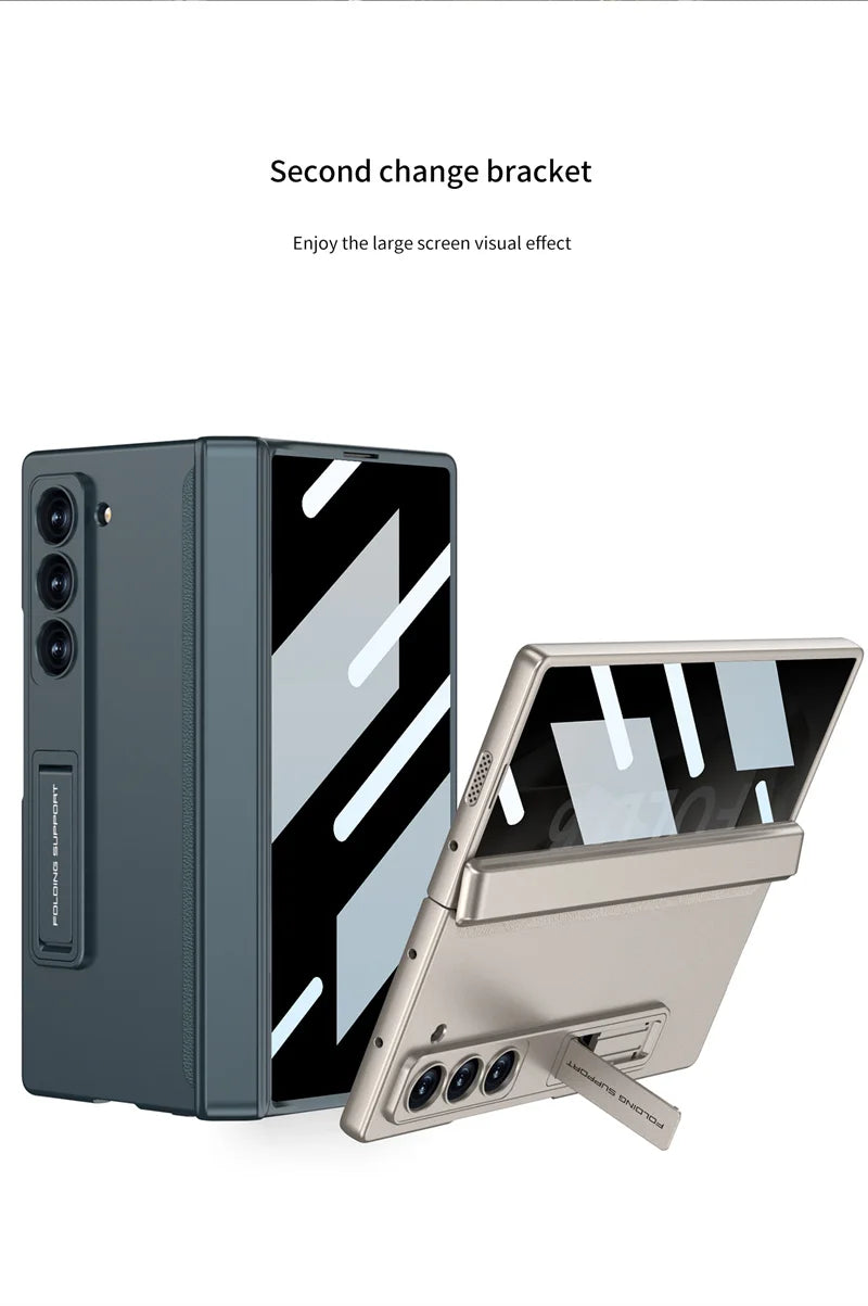 Luxury  Hinge Case for Samsung Z Fold 6 3 4 5 Case with Anti-peeping Glass All-inclusive Shockproof Shell Case
