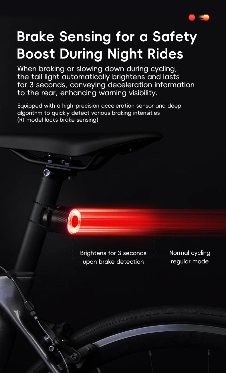 Smart Brake Sensing Bike Taillight IPX6 Waterproof Type-C Synchronized Bicycle Rear Light MTB Road Cycling Tail Light