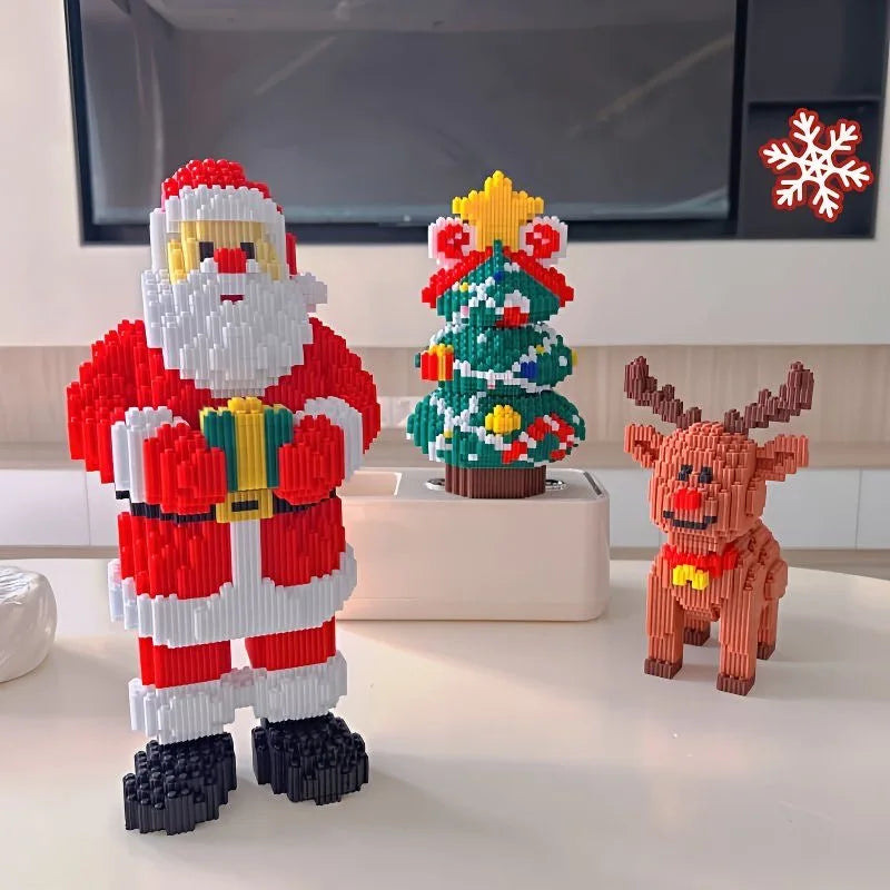 Santa Claus Elk Christmas Tree Building Blocks Toy Set Small Particle Bricks Building Blocks Toys Christmas Gift