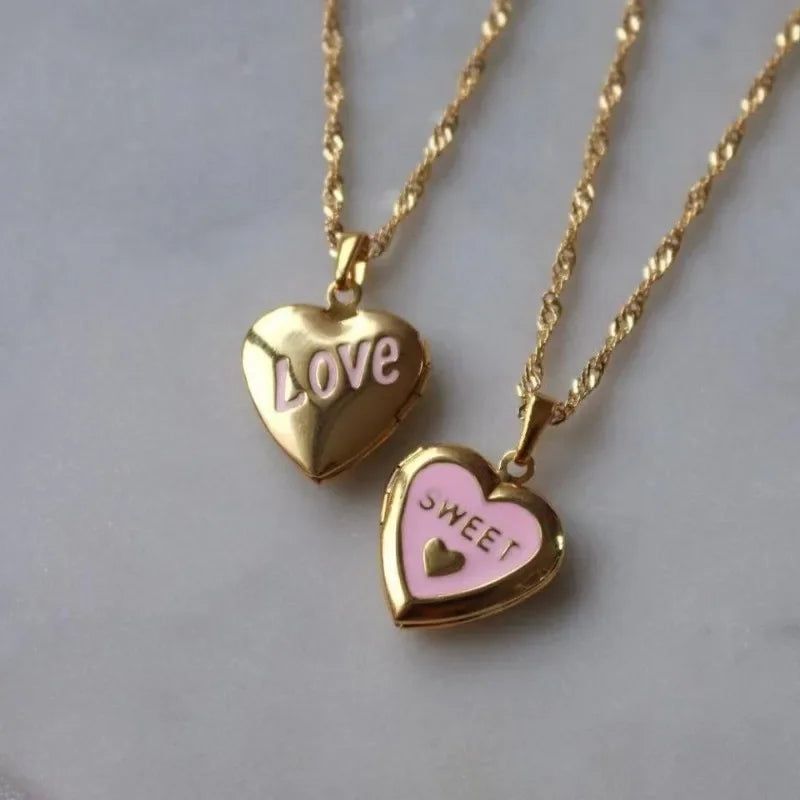 Openable Album Photo Frame Locket Heart Shape Pendant Necklace