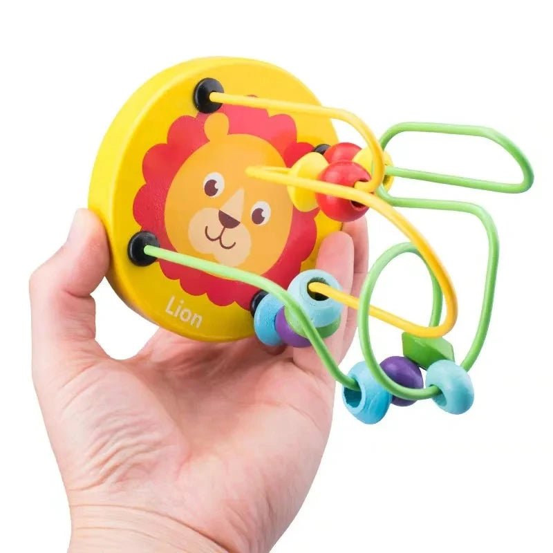 Montessori Wooden Toys Circles Bead Wire Maze Roller Coaster  Early Educational Puzzles Toy for  1 2 3 Years