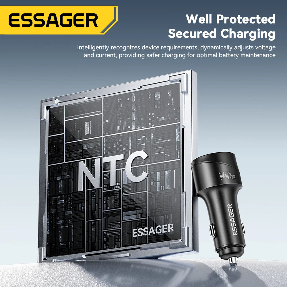 140W USB C Car Charger PD 3.1 QC 4.0 Fast Charging USB A + Type C Adapter for Laptop & Phone