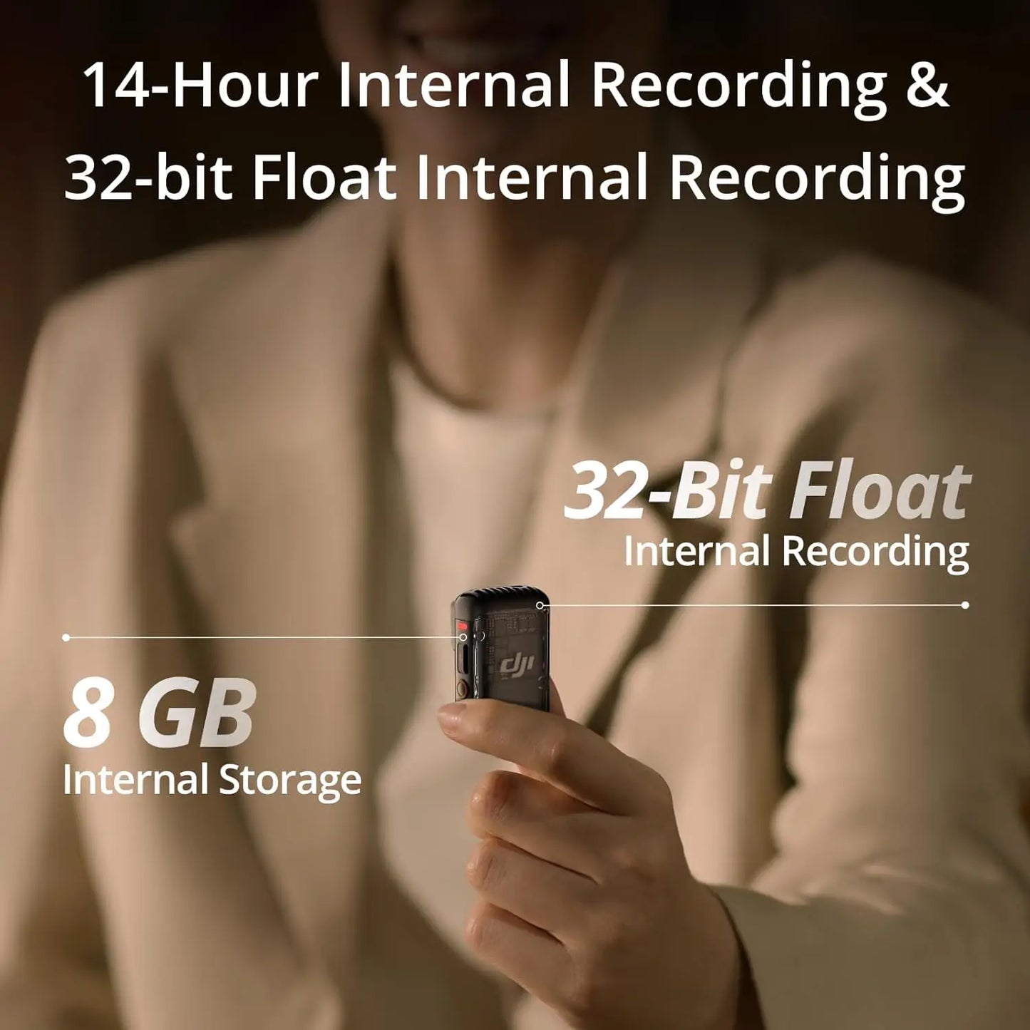 Wireless Microphone System with 32 Bit Float Recording Intelligent Noise Cancelling and 250m Transmission Range
