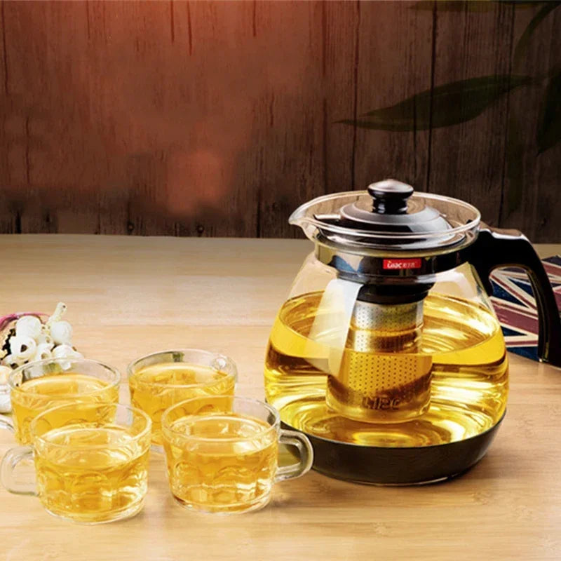 Large Capacity Clear Borosilica Glass Teapot With Stainless Steel Infuser Puer Kettle Heated Container Coffee Tea Pot Maker