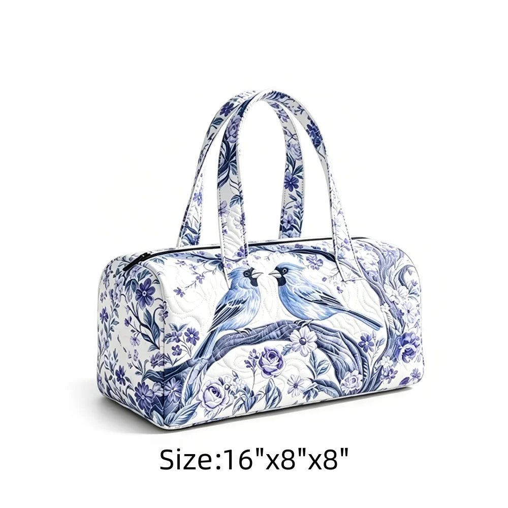 Summer Quilted Duffel Bag Tropical Vacation Carry-on Luggage Beach Travel Tote with Zipper Coconut Tree Surfboard Print Handbag
