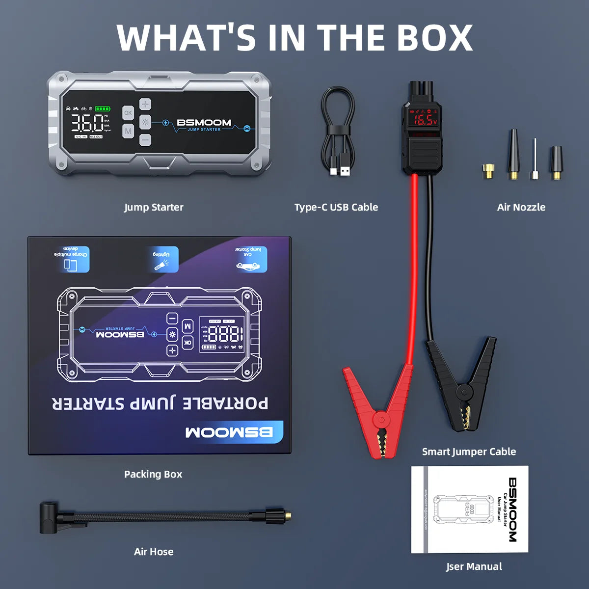 4 In 1 6000A/7000A Jump Starter Power Bank 21800mAh/26800mAh 160PSI Air Compressor Tire Pump For Emergency Booster