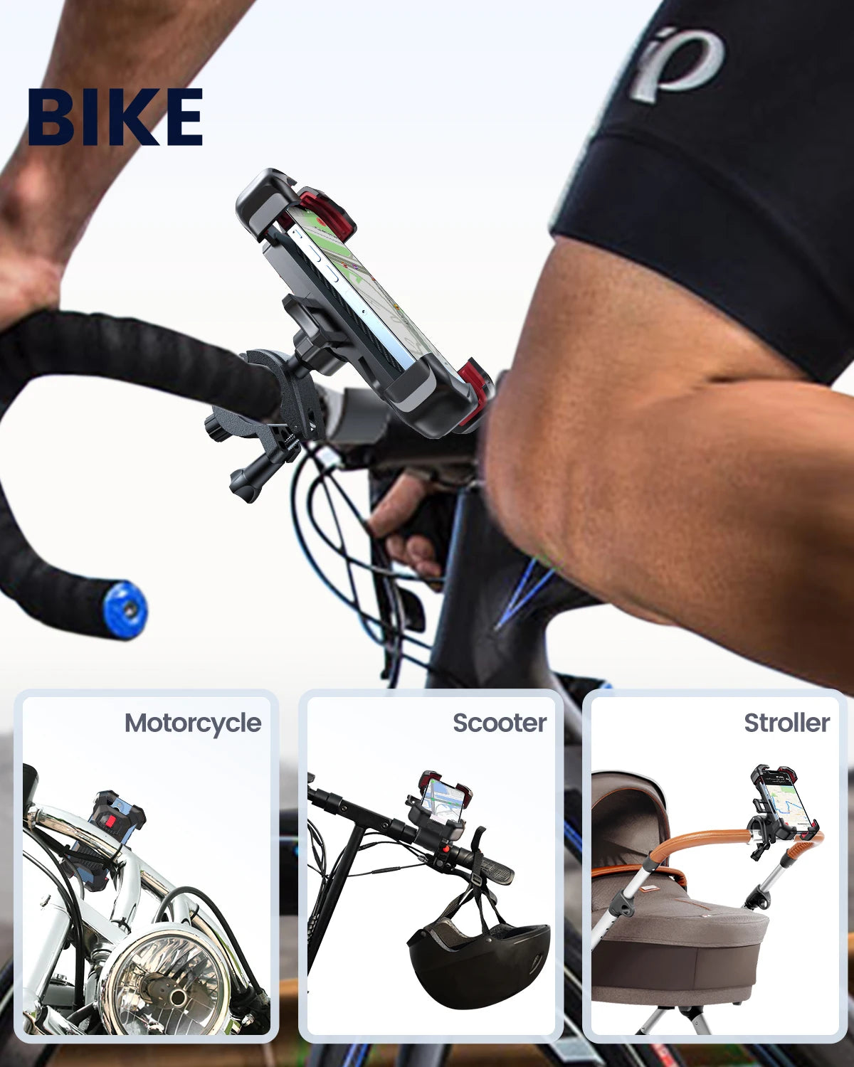 Universal Bike Phone Holder for 4.7-7 inch Mobile Phone 360°View Bicycle Phone Holder Stand Shockproof Bracket JR-ZS288