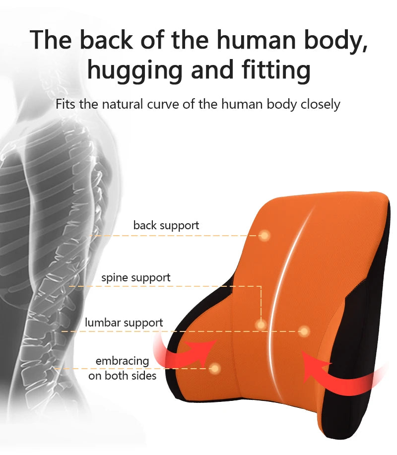 Memory Cotton Neck Pillow Car Seat Pillow Support Auto Lumbar Cushion Comfortable and Breathable Car Headrest Lumbar Support