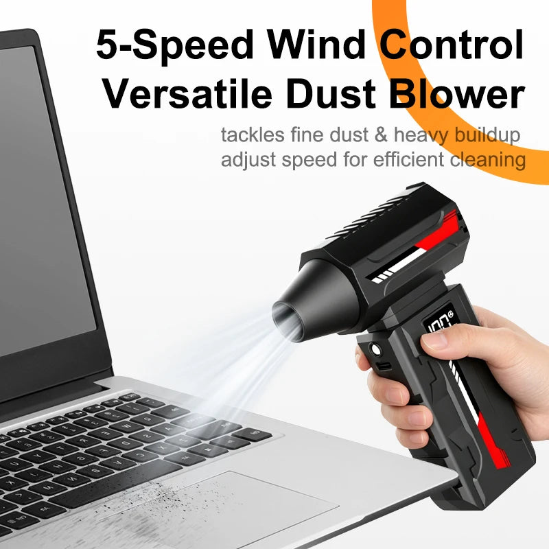 New HFX12 Air Blower Mini Turbo Jet Fan Cordless Vacuum 5 Gear Adjustable Jet Blower With Lighting For Computer Cleaning