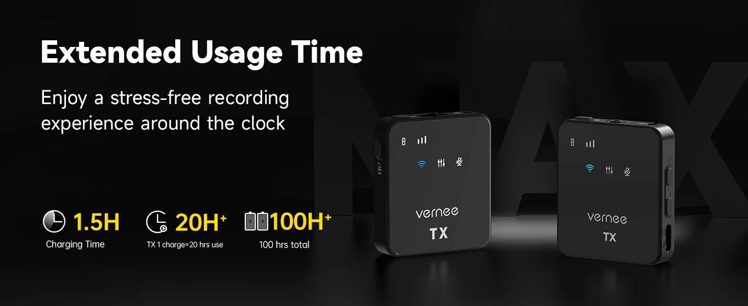 V3 Wireless Microphone Lavalier 180m Range Noise Cancellation Mini Mic for iPhone Camera 20H Battery for Photography Vlog