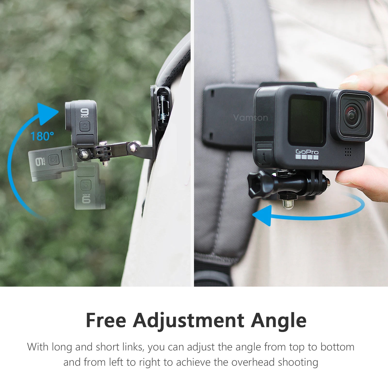 Backpack Clip for Insta360 x3 for GoPro Hero 11 10 9 Camera 360° Rotate Shoulder Belt Mount Accessories for Dji Action