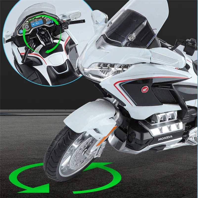 Diecast Honda Gold Wing GL1800 2021 Touring Motorcycle Model 1 to 11 Scale