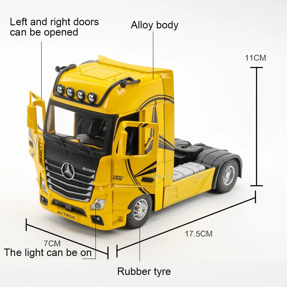 1/36 Alloy Container Trailer Truck Head Car Model Toy Diecast Metal Engineering Transport Vehicle Model Cars for ren Gifts