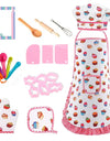 Apron for Little Girls 4/11Pcs Kids Kitchen Cooking Baking Pretend Play Set Simulation Pink Chef Baking Tool Play House Toys