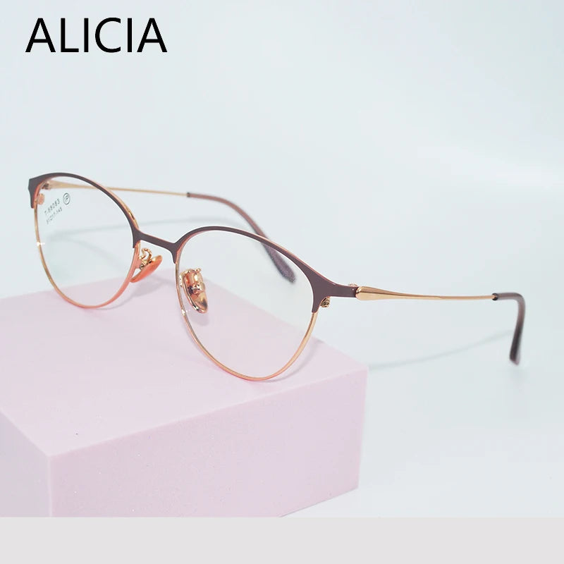 Retro Cat Eye Butterfly Eyewear Ultra Light Alloy Spectacle Optical Prescription Glasses Frames