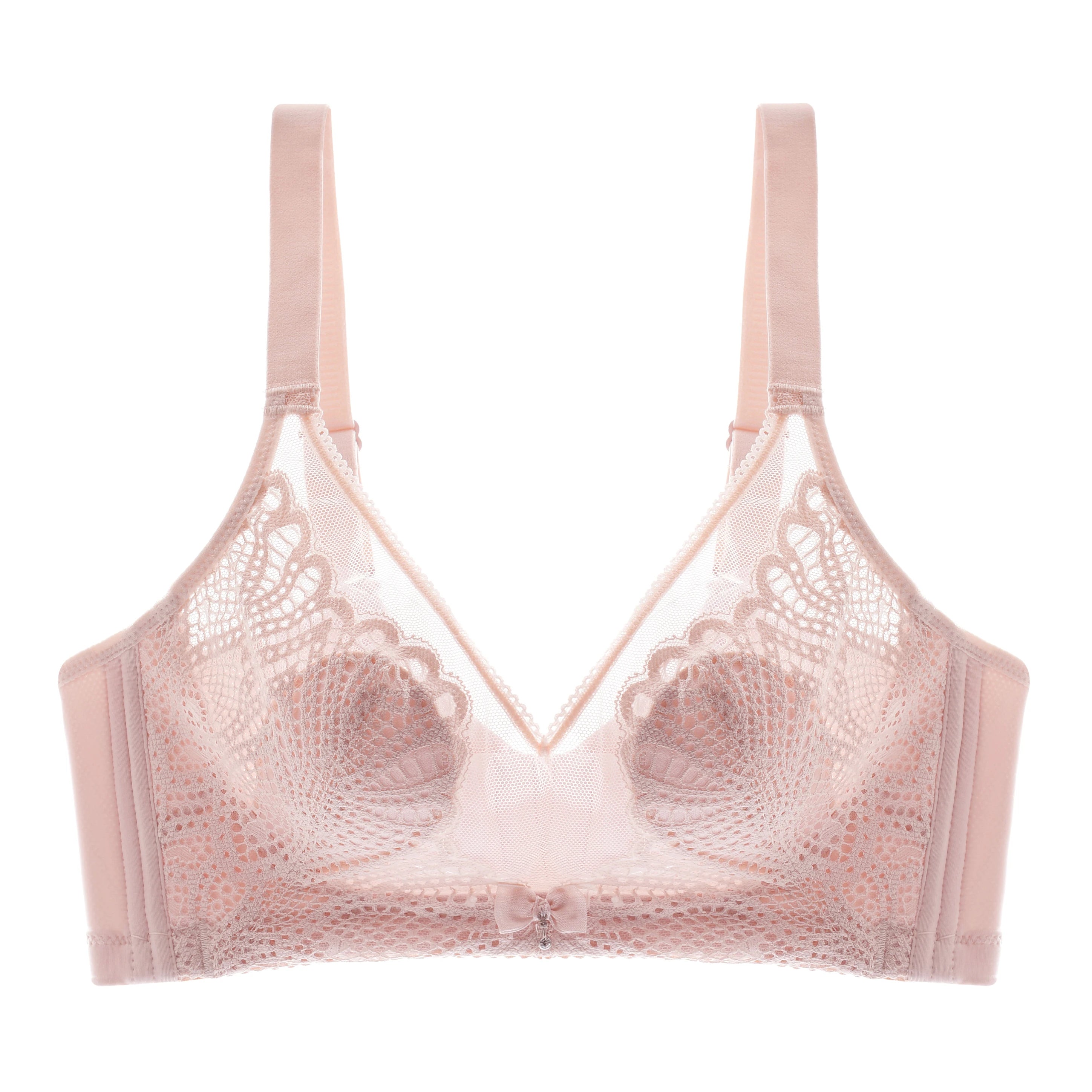 Women’s Lace Transparent Rabbit Ears Bra – Soft, Wire-Free Push-Up with Adjustable Straps