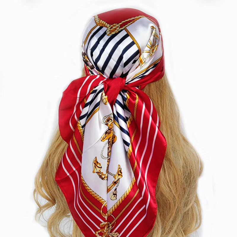 Retro Women Silk Scarf Bandanna Fashion Bohemian Pattern Square Hijab Lady Wrap Headband foulard muffler