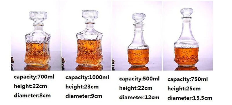 3 styles barware wine glass bottle 1000ml lead-free glass whiskey decanters for Liquor Scotch Bourbon