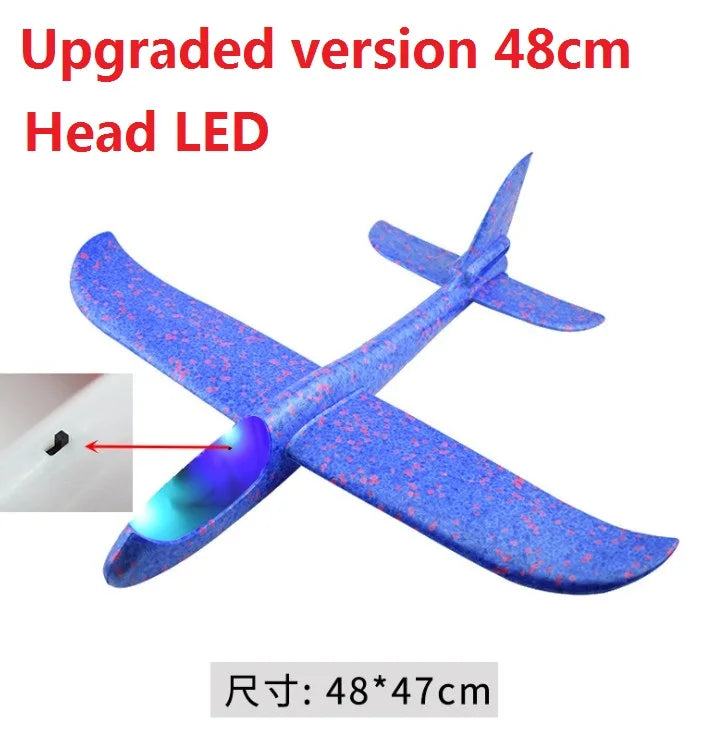 48cm LED DIY Kids Toys Hand Throw Flying Glider Planes Foam Aeroplane Model Party Bag Fillers Flying Glider Plane Toys Kids Game