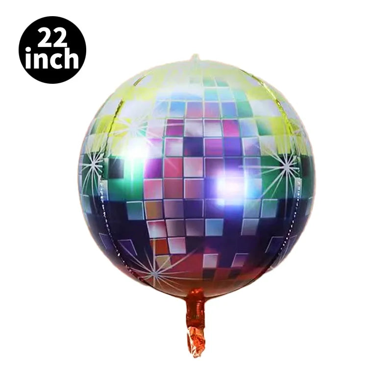 5 Pcs 22 Inch 4D Disco Retro Rock Ballroom Metal Balloons Wedding Birthday Decoration Baby Shower Helium Balloons Party Supplies