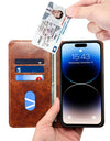 Flip Leather Wallet Phone Case for iPhone 16 15 Pro Max 16E 14 Plus with Magnetic Card Slot Holder Cover