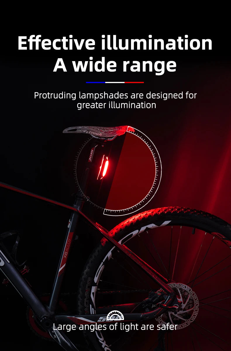 Bicycle Rear Light 500mAH USB Rechargable LED Lamp Bike Tail Light Warning Seatpost Riding Cycling Taillight