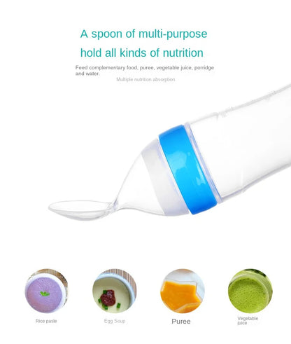 Squeezing Baby Feeding Bottle Silicone Newborn Baby Training Rice Spoon Infant Cereal Food Supplement Feeder Toddler Milk Bottle