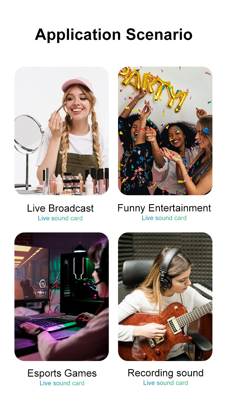 Gaming Audio Mixer,Streaming Mixer with Audio Interface BT Sound Board Voice Changer Sound Card,for PC Phone Live Streaming