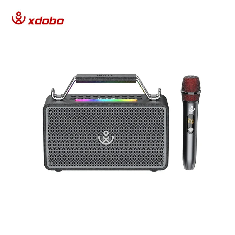 Bold Mini Portable Outdoor 80W High-Power Karaoke Speaker with 1 Microphone and Heavy Bass for Parties and Camping