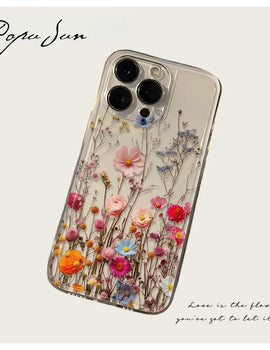 Transparent Flower Floral Phone Case For iPhone 16 15 13 14 12 11 Pro Max 15 16 Plus  XR Max 12 13 Mini Clear Soft Funda Cover