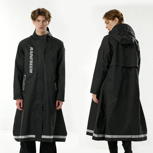 Long Waterproof Oxford Cloth Rain Poncho with Hood for Adults