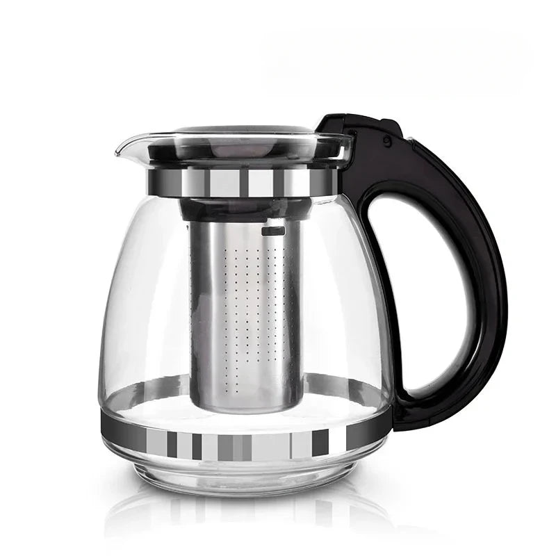 Heat Resistant Glass Teapot with Stainless Steel Strainer Large Capacity Tea Kettle 1.5L