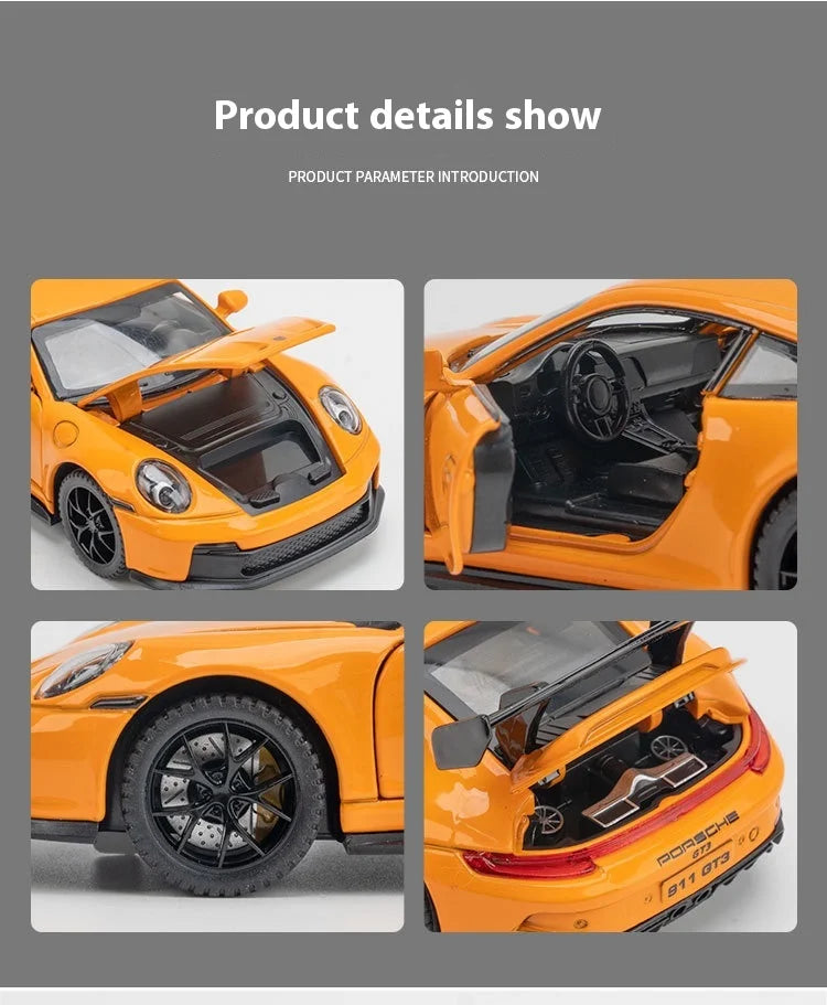 1:32 911 GT3 RS Alloy Diecast Racing Car Model Car Central Control Ornaments Auto Accessory Collect Present For Boys Toys