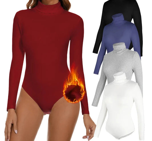 Women's Mock Turtle Long Sleeve Bodysuit Shapewear Tummy Control Body Shaper Lady Streetwear Bodysuits Autumn Winter