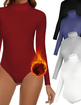 Women's Mock Turtle Long Sleeve Bodysuit Shapewear Tummy Control Body Shaper Lady Streetwear Bodysuits Autumn Winter