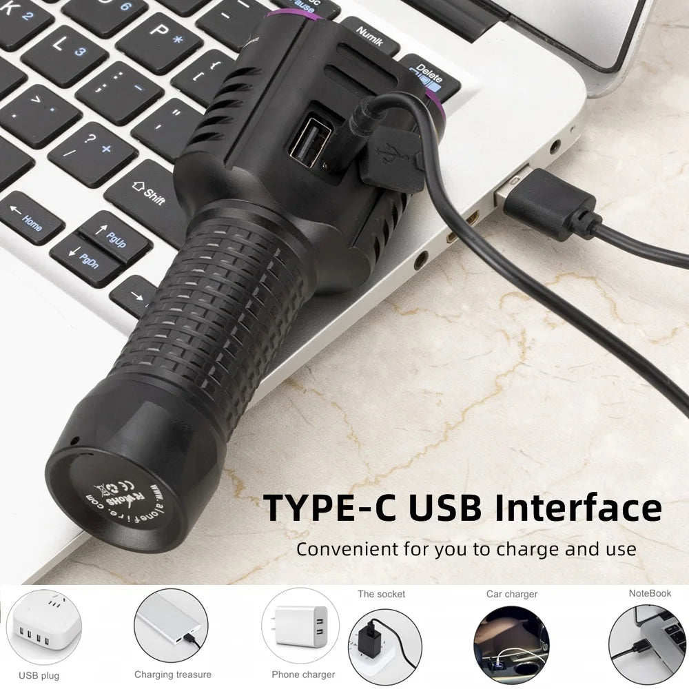 20W 365nm UV Rechargeable Flashlight With White Light