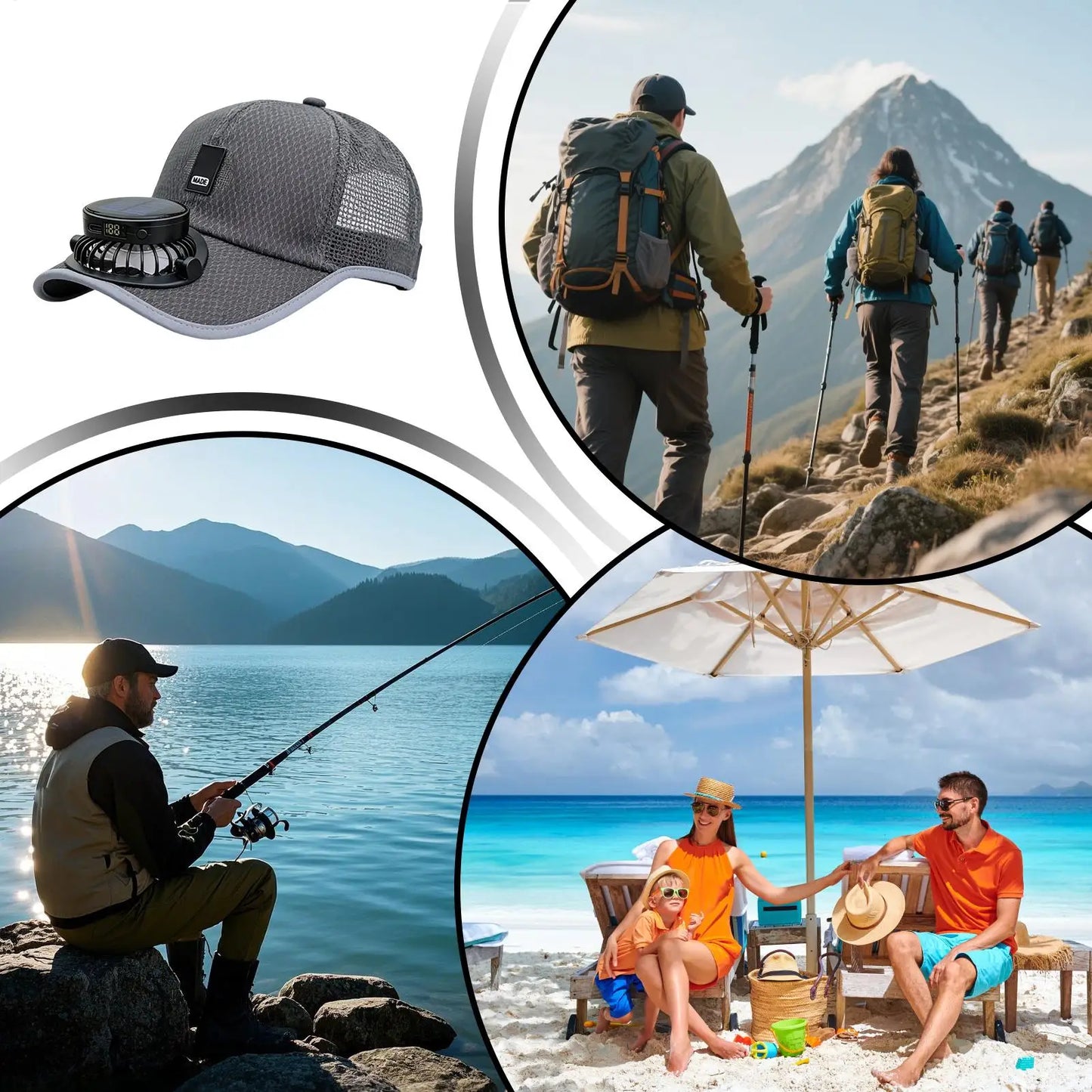 Wide Brim Solar Fan Hat With USB Charging
