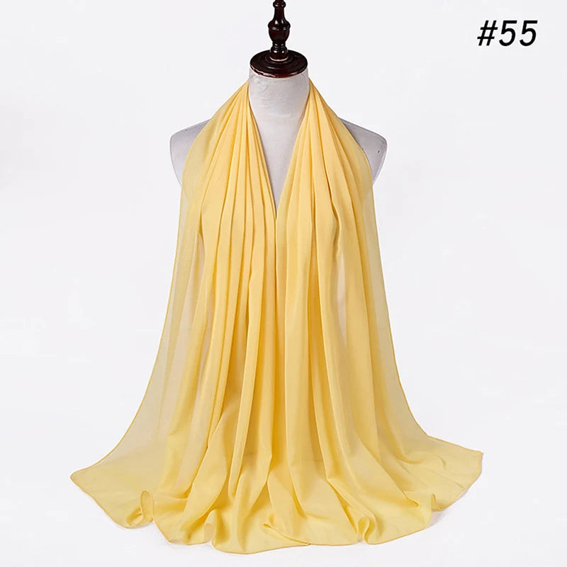Muslim Chiffon Hijab Women Bubble Chiffon Scarf For Women Ladies Veil Muslim Islam Solid Color Malaysia Wrap Scarves