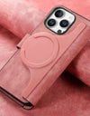 Flip Leather Wallet Case for iPhone 16 15 Pro Max 14 Plus 16E Magsafe Magnetic Detachable Card Slot Holder Cover