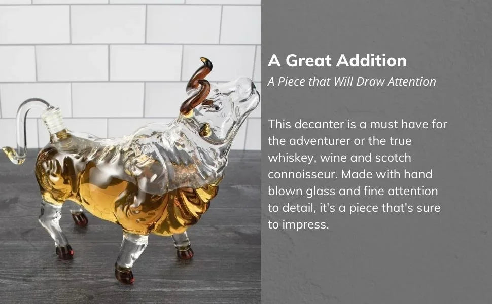 OX YEAR Whisky Glass Cow Decanter Whiskey Animal Bull Shaped Home Bar Wine Bottle For Liquor Scotch Drinkware Gift 1L Glassses