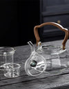 1000ML Octahedral Heat Resistant Glass Teapot Steaming and Boiling Dual-use Lifting Beam Tea Pot Glass Kettle Kung Fu Tea Set