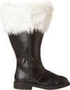 Christmas Santa Claus Boots Cosplay Black Leather Shoes White Plush Cuff Shoes Halloween Christmas Suitable For Men And Women