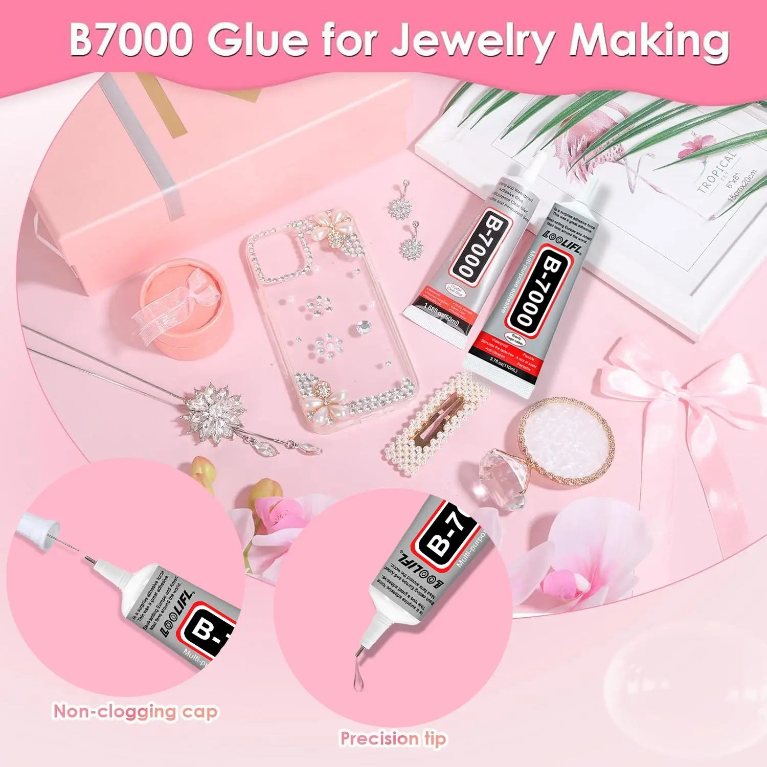 Glue, mobile phone screen glue, suitable for jewellery, house building models, dried flowers, wooden frames, fabrics, cardboard, woolen materials, universal crafts creative soft glue, anti-clogging design , 110ml