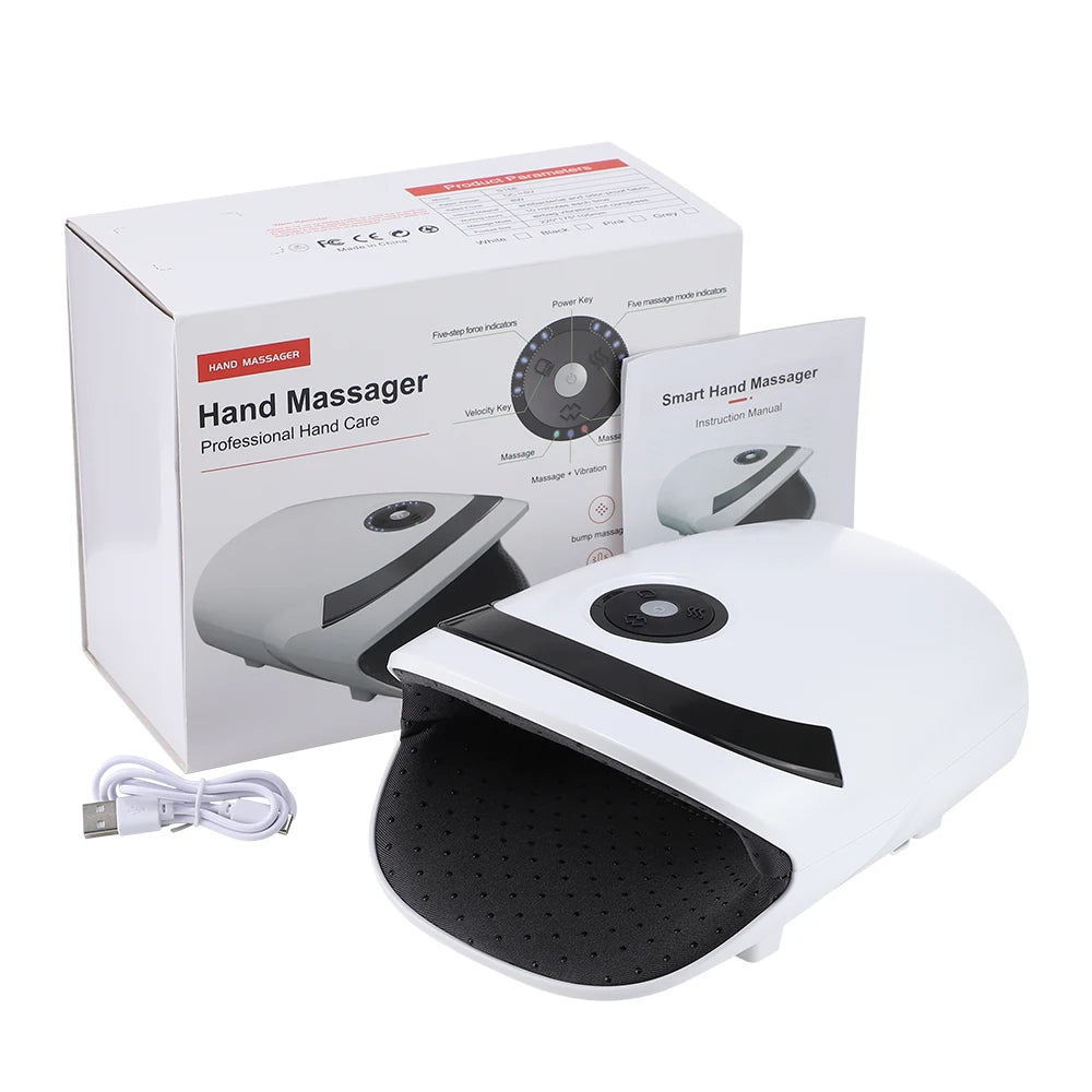 Electric Smart Air Pressure Hand Massager Palm Acupoint Compression Hot Compress Vibrated Massage Wrist Fingers Spa Relax Muscle