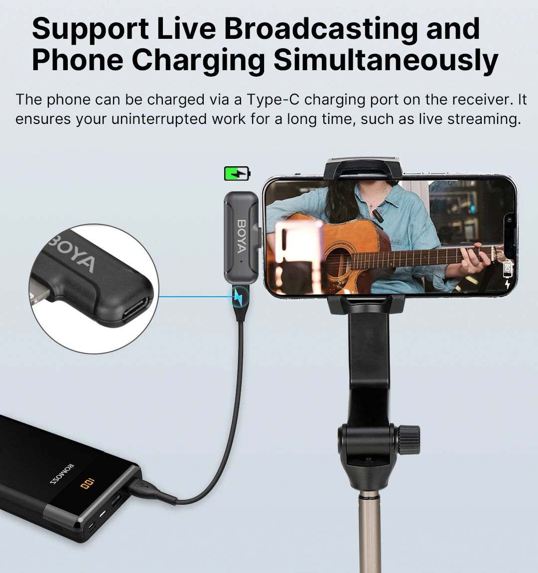 Wireless Lapel Microphone for iPhone Android Type-C Smartphone DSLR Camera PC Laptop Youtube Recording Streaming BY-WM3T2