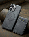 Leather for Magsafe Phone Case for iPhone 16 15 Pro Max 14 Plus Bracket Magnetic Back Cover with Card Holder