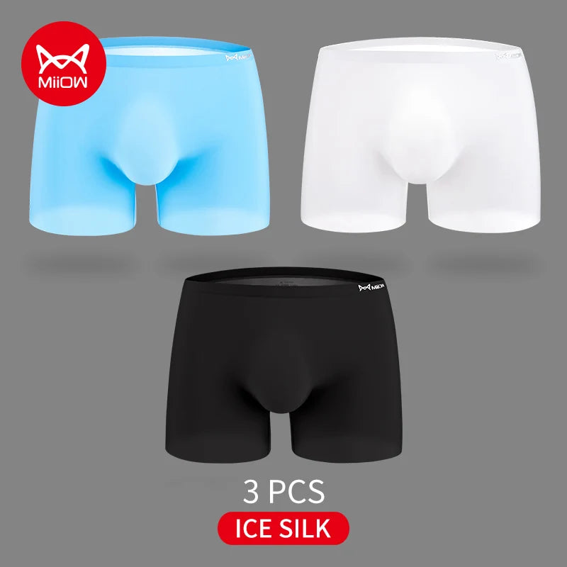 3-Pack Ultra-Thin 120S Ice Silk Men’s Breathable Boxer Shorts