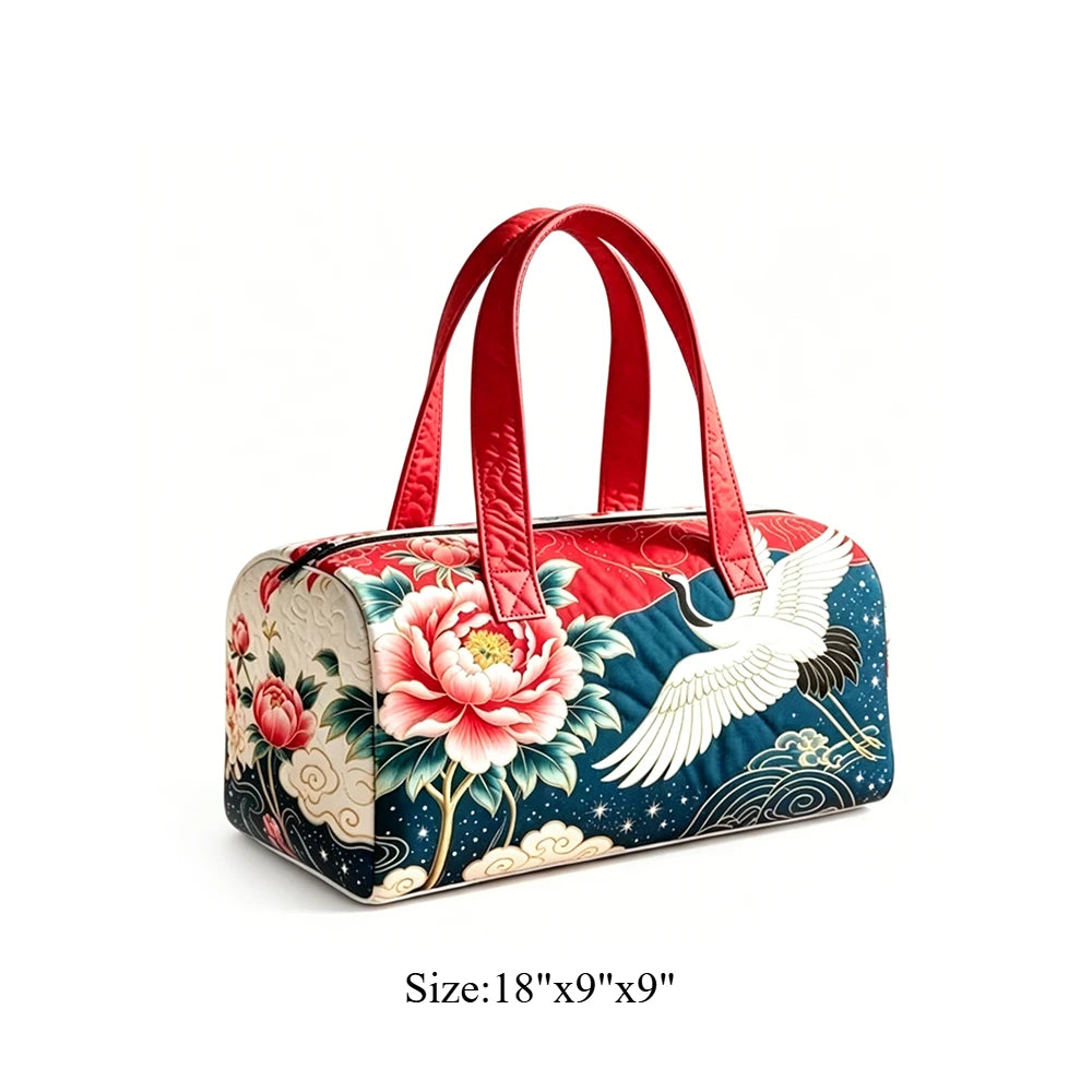 Vintage Bird Duffel Bag Goldfinch Floral Print Overnight Classic Art Style Travel Weekender Lightweight Gym Carry On Luggage